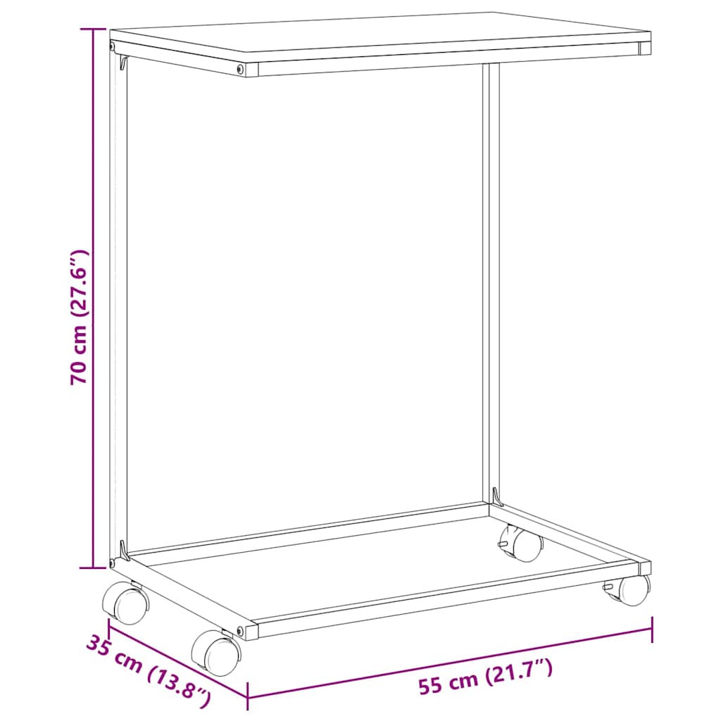 vidaXL Βοηθητικό Τραπέζι με Ρόδες Λευκό 55 x 35 x 70 εκ. Επεξ. Ξύλο