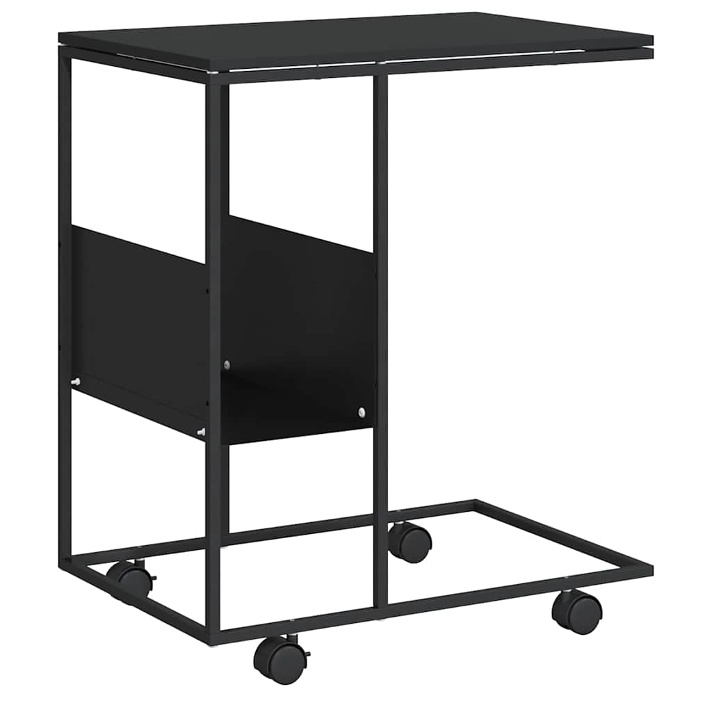 vidaXL Βοηθητικό Τραπέζι με Ρόδες Μαύρο 55 x 36 x 63,5 εκ. Επεξ. Ξύλο