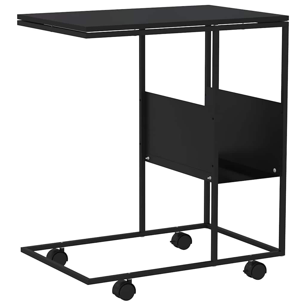 vidaXL Βοηθητικό Τραπέζι με Ρόδες Μαύρο 55 x 36 x 63,5 εκ. Επεξ. Ξύλο
