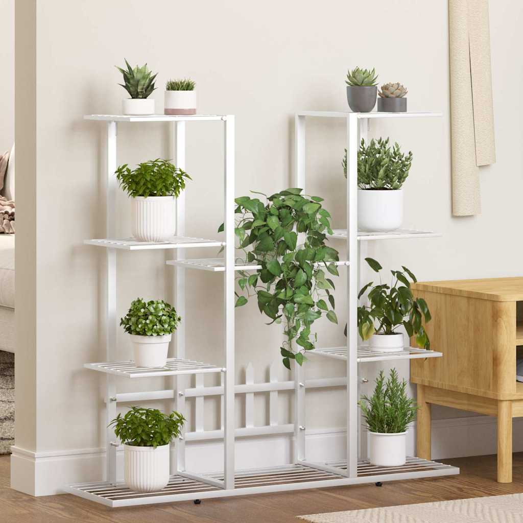 vidaXL Βάση Λουλουδιών Λευκή 94,5 x 25 x 89 εκ. Σιδερένια