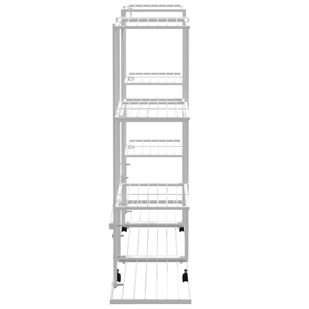 vidaXL Βάση Λουλουδιών με Ρόδες 94,5 x 24,5 x 91,5 εκ. Λευκή Σιδερένια