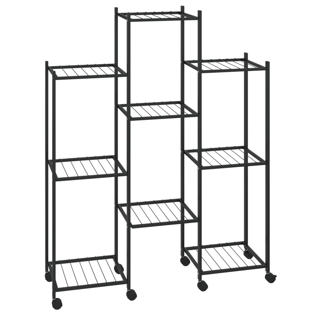 vidaXL Βάση Λουλουδιών με Ρόδες 83x25x103,5 εκ. Μαύρη Σιδερένια