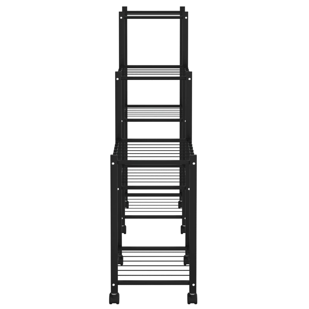 vidaXL Βάση Λουλουδιών με Ρόδες 83 x 25 x 83,5 εκ. Μαύρη Σιδερένια