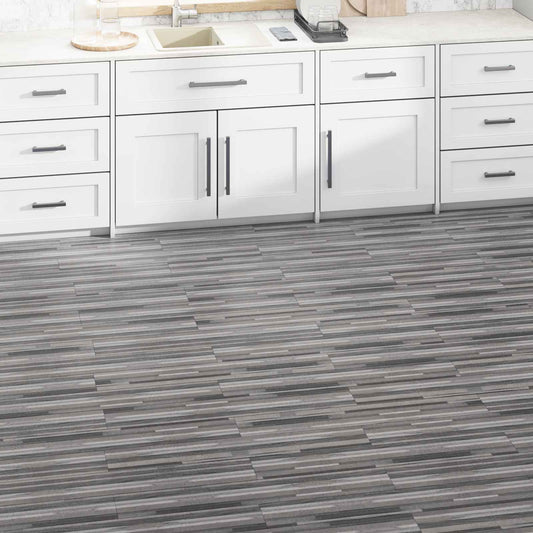 vidaXL Πλάκες Δαπέδου 2,51 m² 18 pcs PVC Γκρι Ριγέ