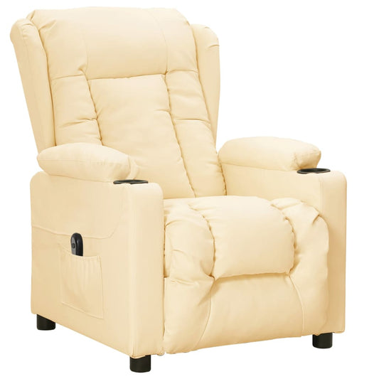 vidaXL Πολυθρόνα Ανακλινόμενη Ηλεκτρική Κρεμ από Συνθετικό Δέρμα