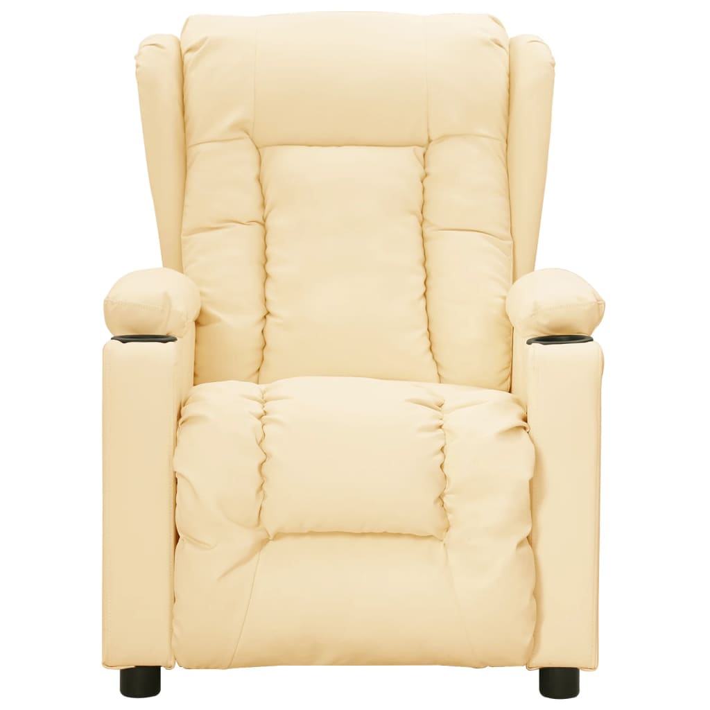 vidaXL Πολυθρόνα Ανακλινόμενη Ηλεκτρική Κρεμ από Συνθετικό Δέρμα