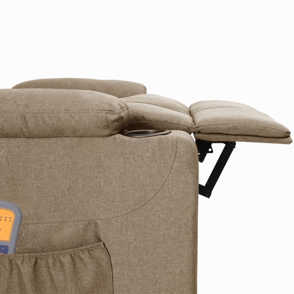 vidaXL Πολυθρόνα Μασάζ Ηλεκτρική Taupe Υφασμάτινη