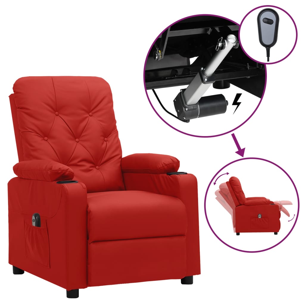 vidaXL Πολυθρόνα Ανακλινόμενη Ηλεκτρική Μπορντό Συνθετικό Δέρμα