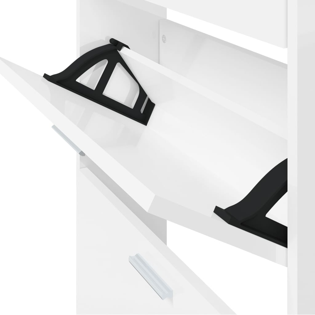 vidaXL Παπουτσοθήκη Γυαλιστερό Λευκό 59x17x169 εκ. Επεξεργασμένο Ξύλο