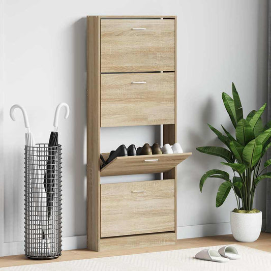 vidaXL Παπουτσοθήκη Χρώμα Δρυός 59x17x150 εκ. από Επεξεργασμένο Ξύλο
