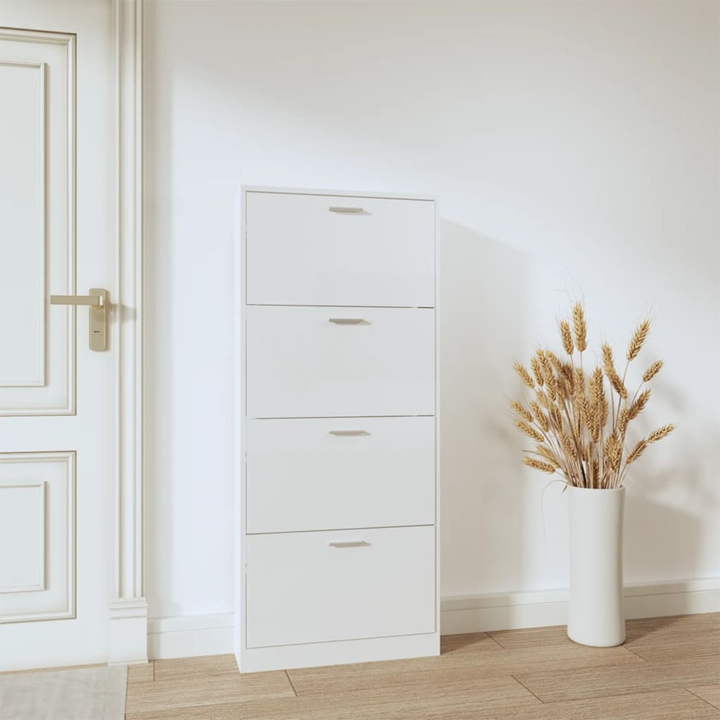 vidaXL Παπουτσοθήκη Γυαλιστερό Λευκό 59x17x150 εκ. Επεξεργασμένο Ξύλο