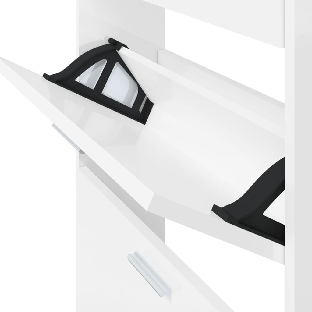 vidaXL Παπουτσοθήκη Γυαλιστερό Λευκό 59x17x108 εκ. Επεξεργασμένο Ξύλο