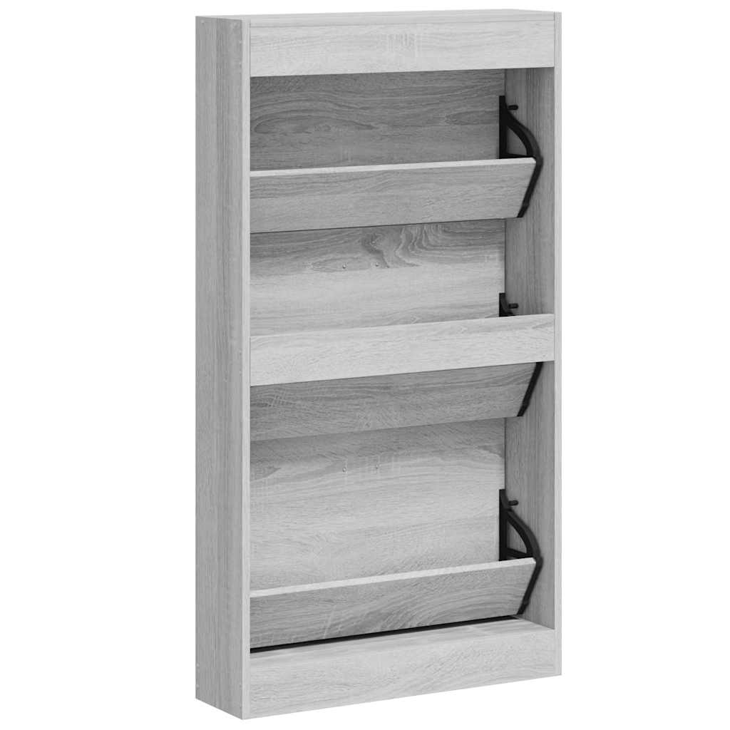 vidaXL Παπουτσοθήκη Γκρι Sonoma 59x17x108 εκ. από Επεξεργασμένο Ξύλο