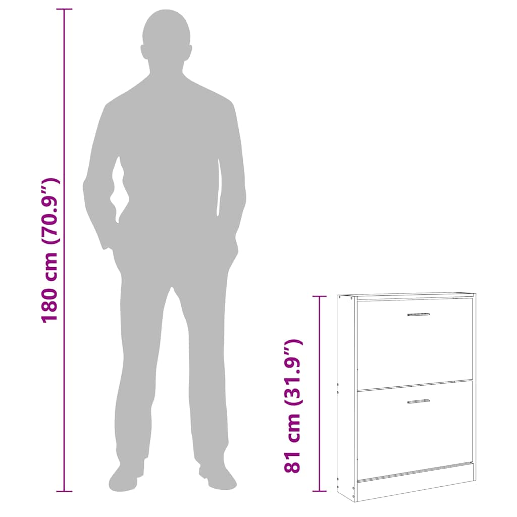 vidaXL Παπουτσοθήκη Γκρι Σκυροδέματος 59x17x81 εκ. Επεξεργασμένο Ξύλο