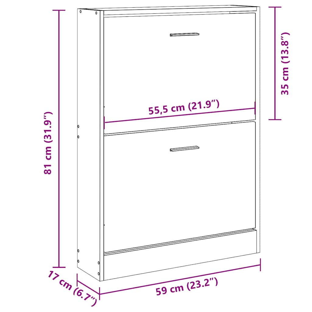 vidaXL Παπουτσοθήκη Καπνιστή Δρυς 59x17x81 εκ. από Επεξεργασμένο Ξύλο