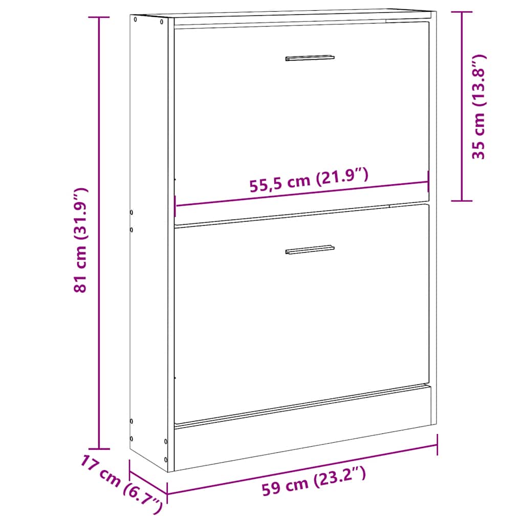 vidaXL Παπουτσοθήκη Καφέ Δρυς 59x17x81 εκ. από Επεξεργασμένο Ξύλο