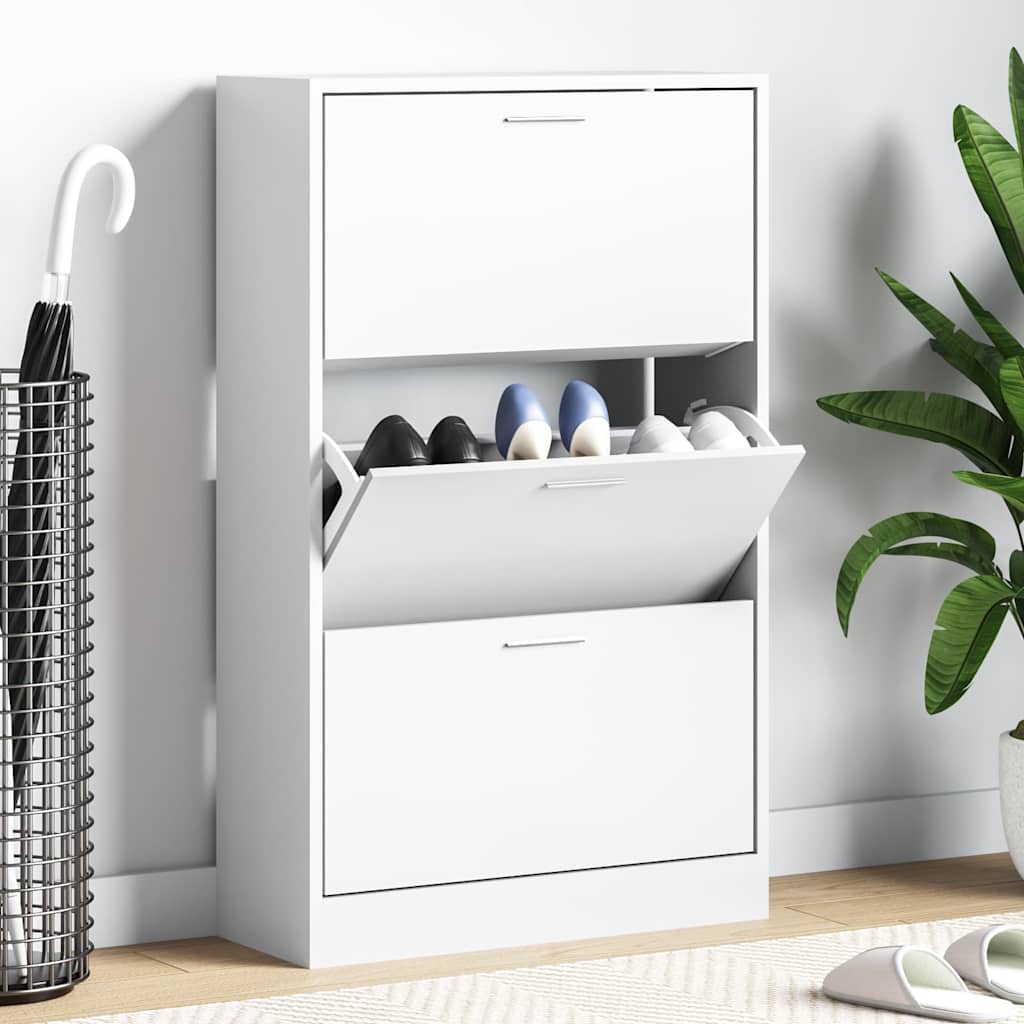 vidaXL Παπουτσοθήκη Λευκή 63x24x103 εκ. από Επεξεργασμένο Ξύλο