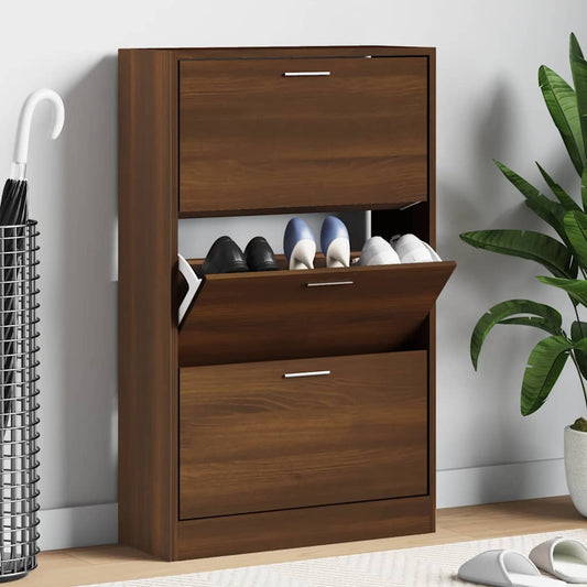 vidaXL Παπουτσοθήκη Καφέ Δρυς 63x24x103 εκ. από Επεξεργασμένο Ξύλο