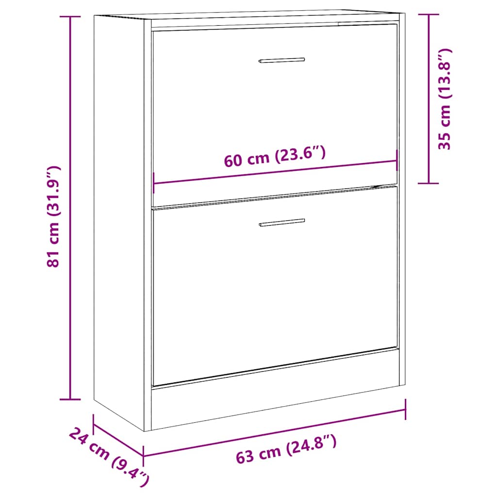 vidaXL Παπουτσοθήκη Μαύρη 63x24x81 εκ. από Επεξεργασμένο Ξύλο