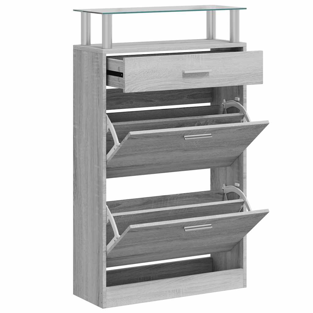 vidaXL Παπουτσοθήκη Γκρι Sonoma 63x24x104 εκ. από Επεξεργασμένο Ξύλο
