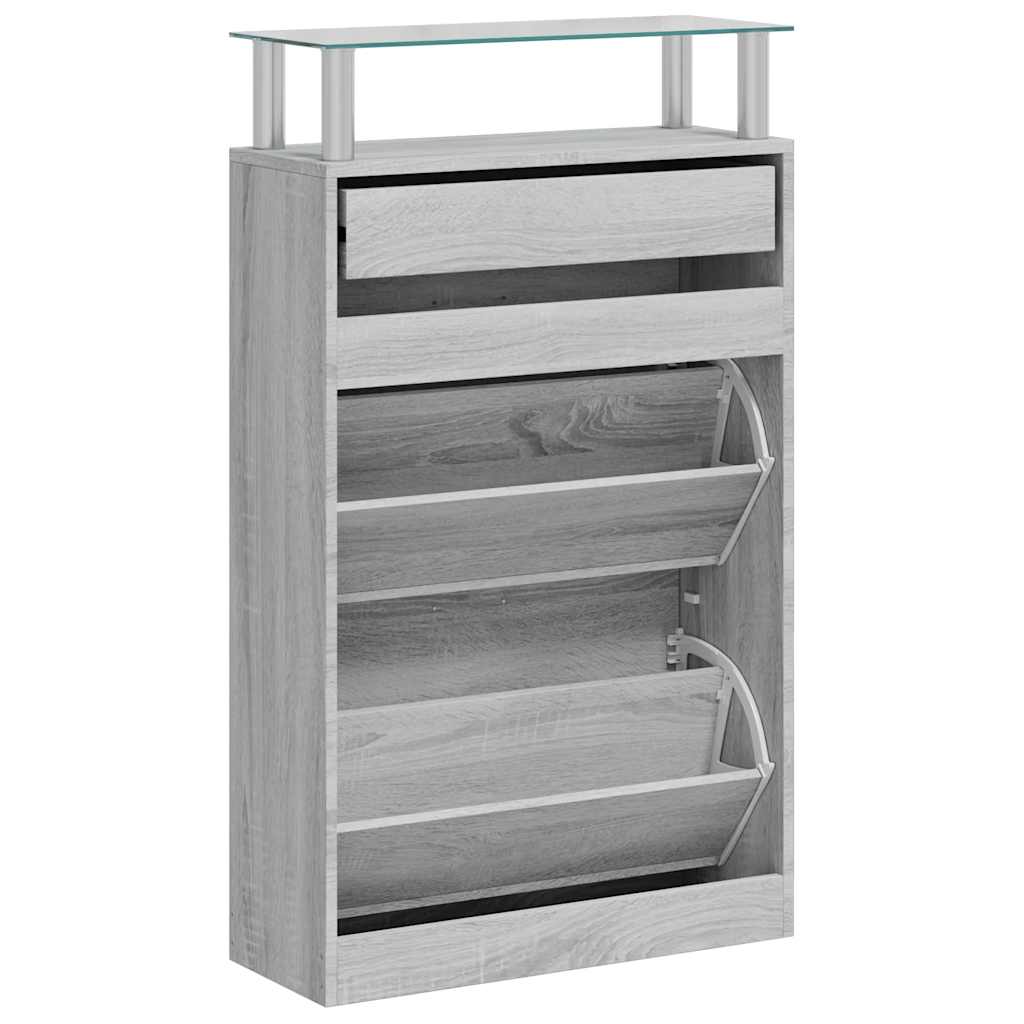 vidaXL Παπουτσοθήκη Γκρι Sonoma 63x24x104 εκ. από Επεξεργασμένο Ξύλο