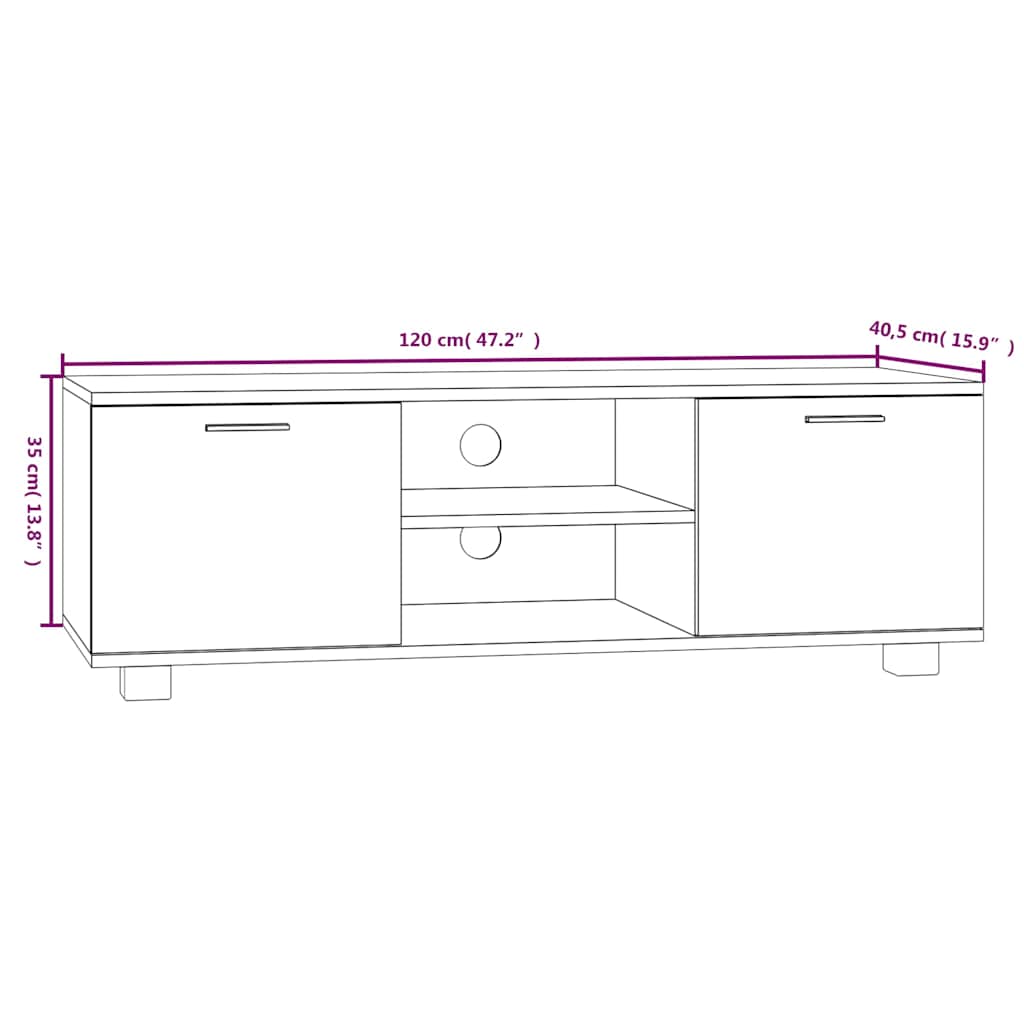 vidaXL Έπιπλο Τηλεόρασης Μαύρο 120 x 40,5 x 35 εκ. Επεξεργασμένο Ξύλο