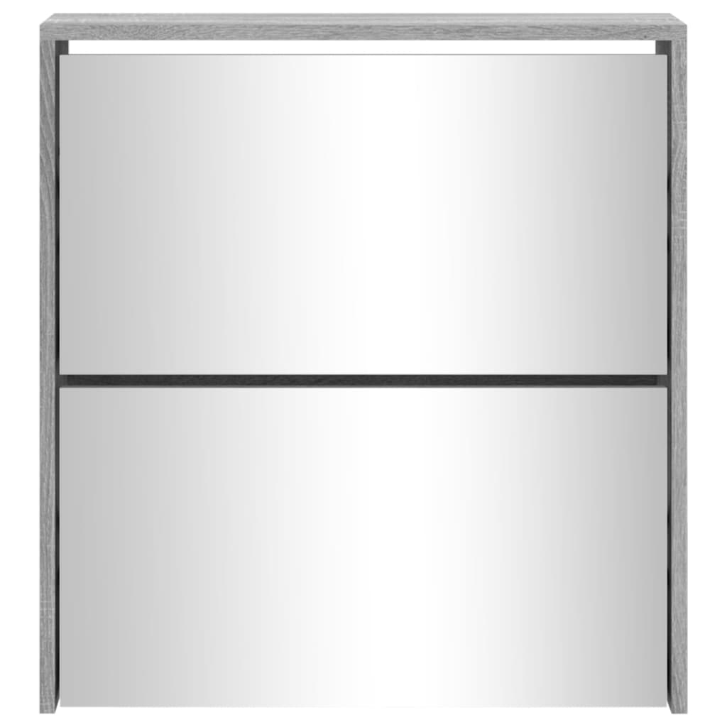 vidaXL Παπουτσοθήκη με Καθρέφτη 2 Επιπέδων Γκρι Sonoma 63x17x67 εκ.