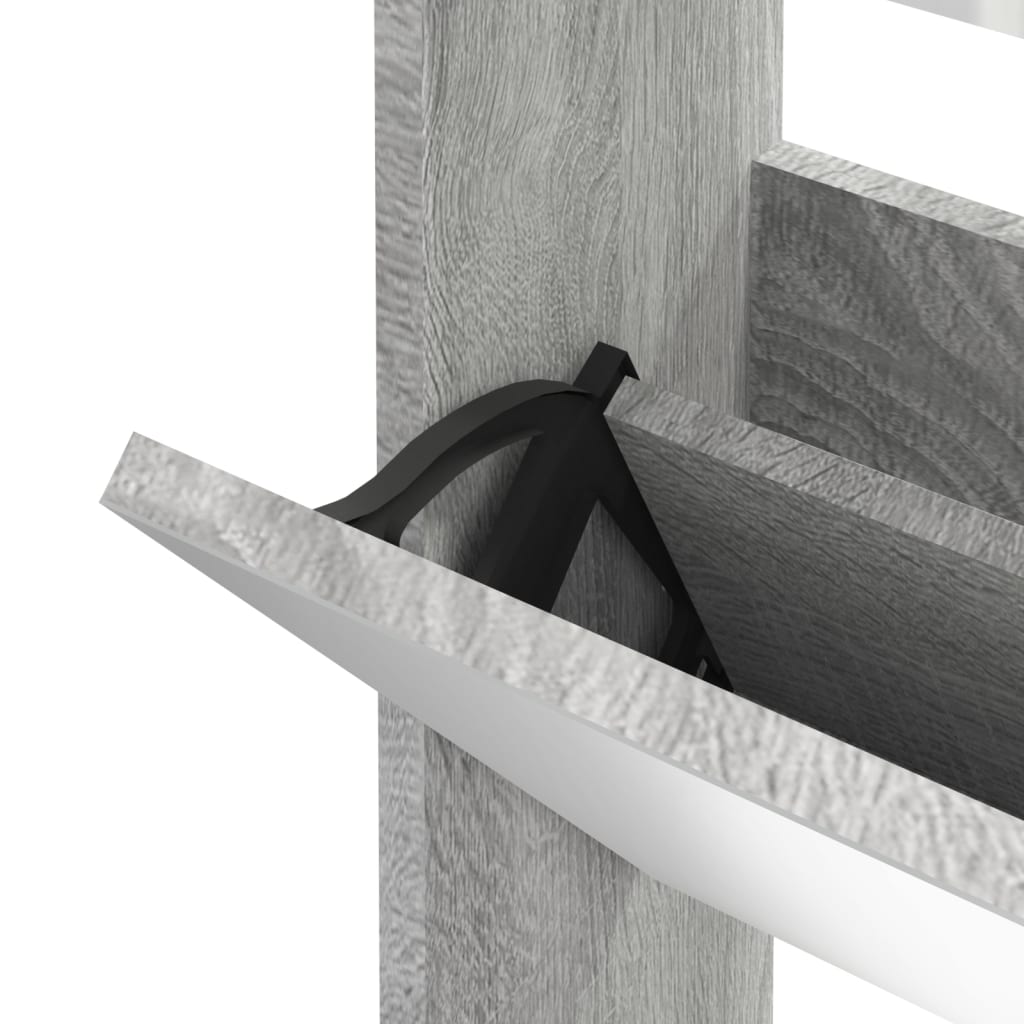 vidaXL Παπουτσοθήκη με Καθρέφτη 3 Επιπέδων Γκρι Sonoma 63x17x102,5 εκ.