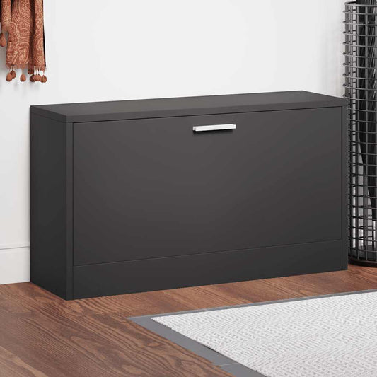 vidaXL Πάγκος Παπουτσιών Μαύρος 80x24x45 εκ. από Τεχνητό Ξύλο