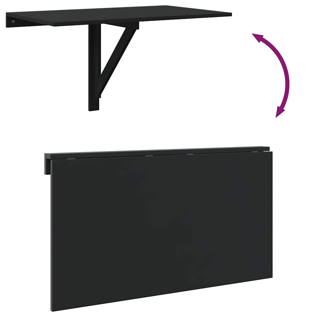 vidaXL Τραπέζι Τοίχου Πτυσσόμενο Μαύρο 100 x 60 x 56 εκ. Επεξεργ. Ξύλο