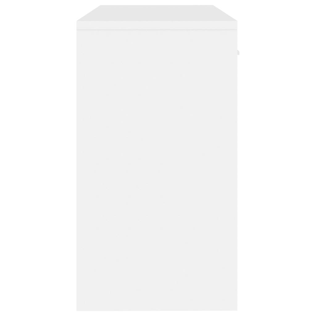 vidaXL Γραφείο με Συρτάρι & Ντουλάπι Γυαλ. Λευκό 100x40x73 εκ Επ. Ξύλο