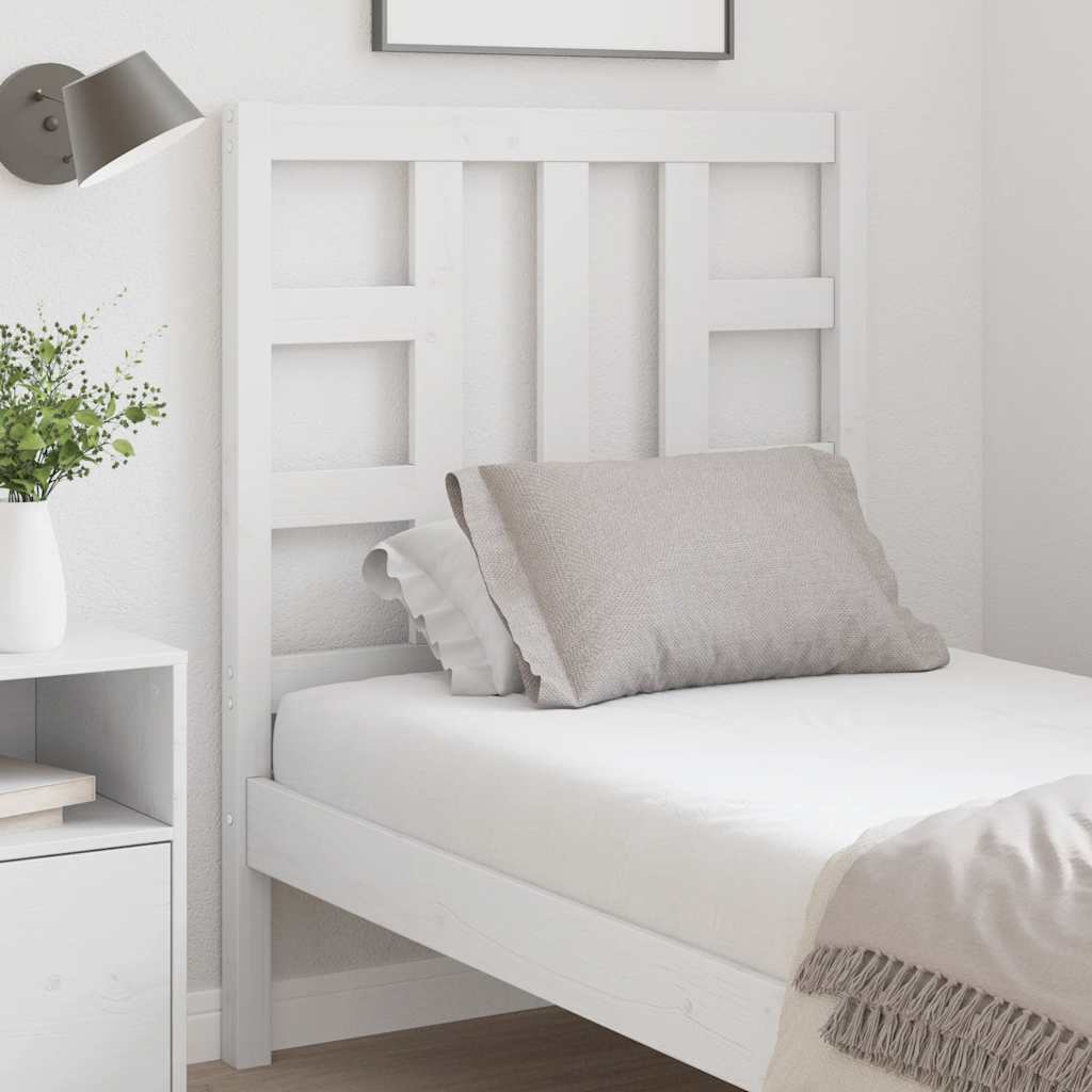 vidaXL Κεφαλάρι Κρεβατιού Λευκό 81 x 4 x 100 εκ. από Μασίφ Ξύλο Πεύκου