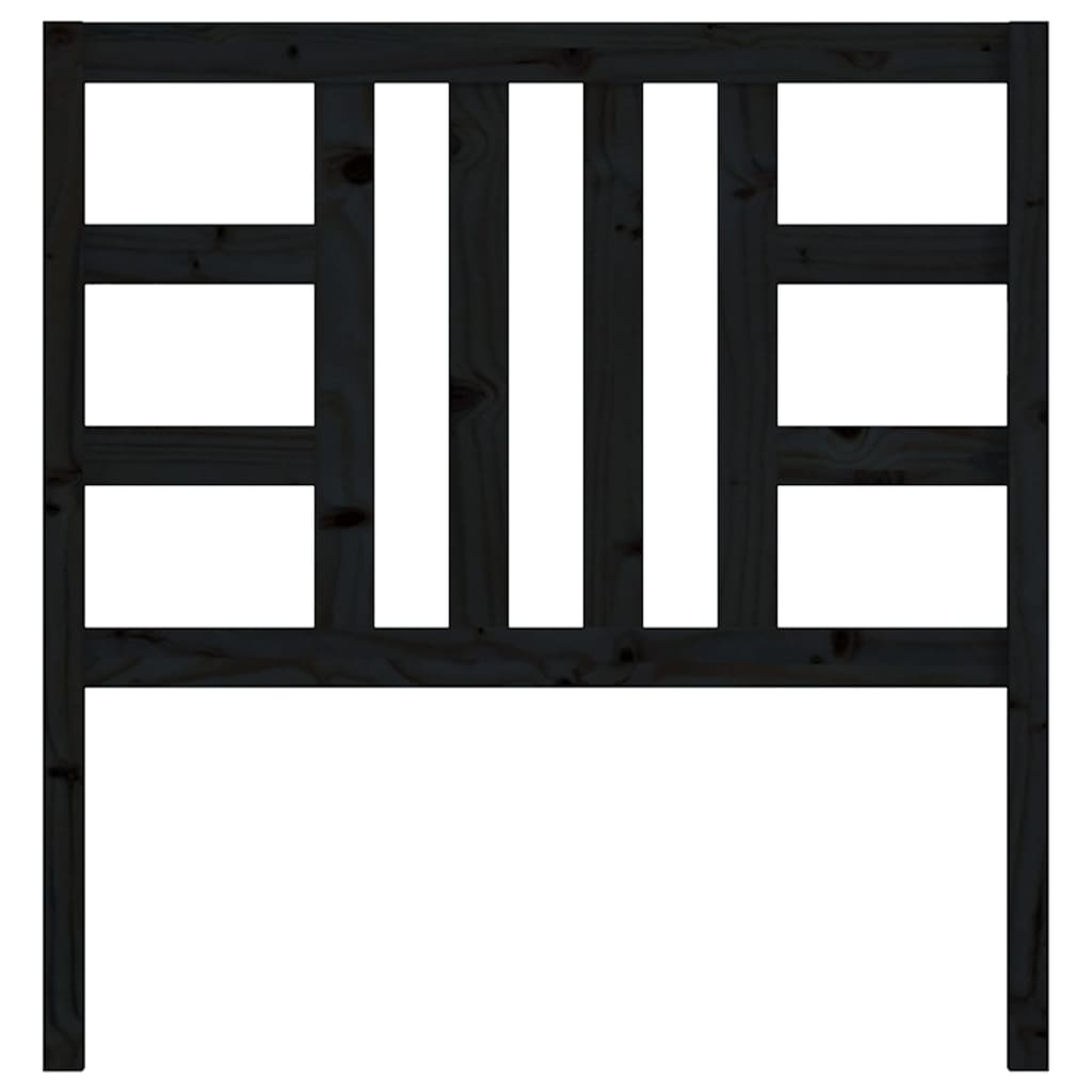 vidaXL Κεφαλάρι Κρεβατιού Μαύρο 81 x 4 x 100 εκ. από Μασίφ Ξύλο Πεύκου