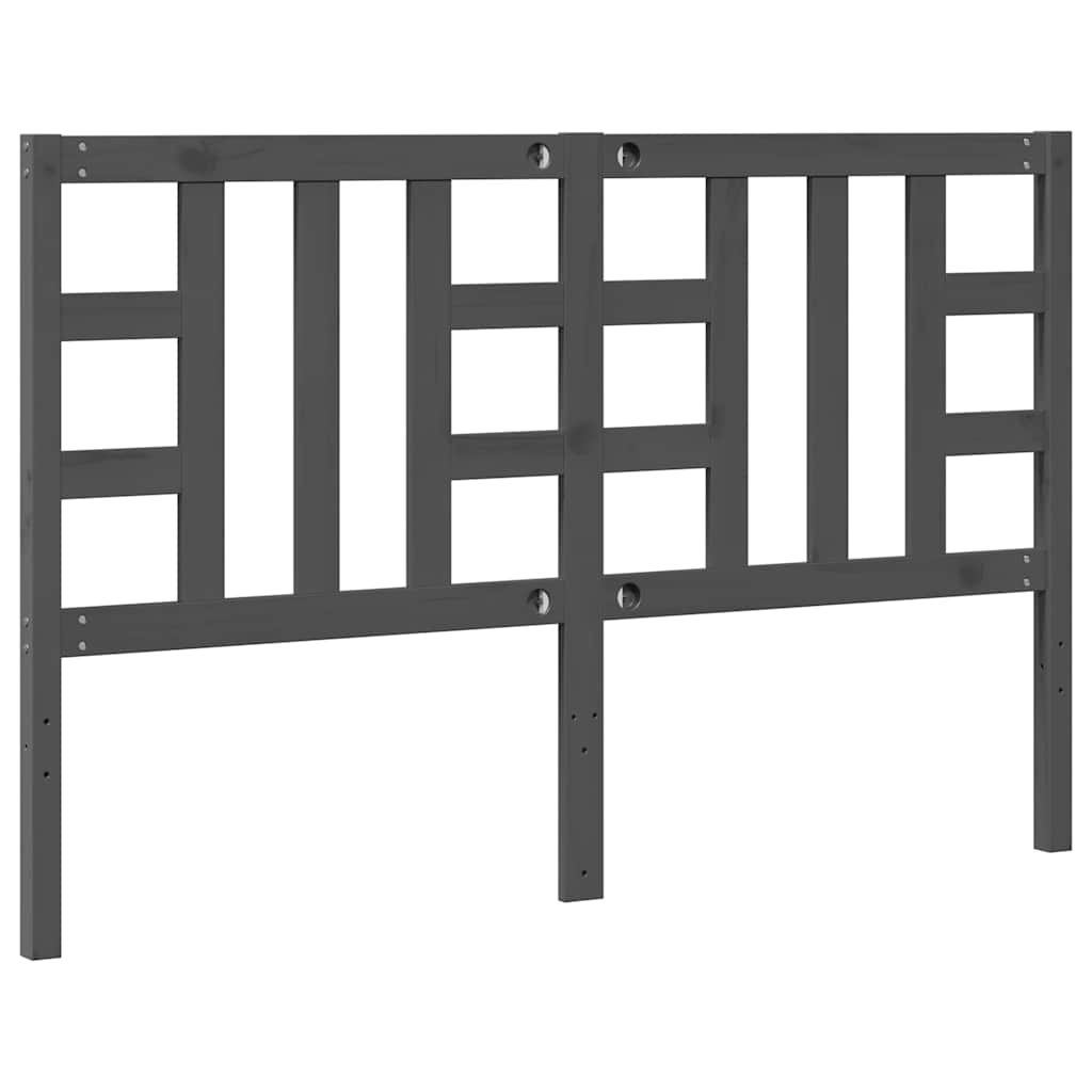 vidaXL Κεφαλάρι Κρεβατιού Γκρι 146 x 4 x 100 εκ. από Μασίφ Ξύλο Πεύκου