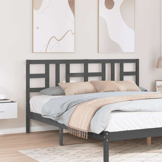 vidaXL Κεφαλάρι Κρεβατιού Γκρι 186 x 4 x 100 εκ. από Μασίφ Ξύλο Πεύκου