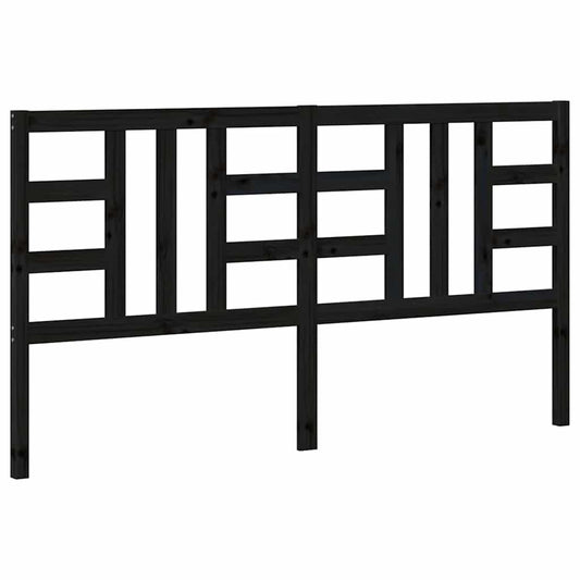 vidaXL Κεφαλάρι Κρεβατιού Μαύρο 186 x 4 x 100 εκ. Μασίφ Ξύλο Πεύκου