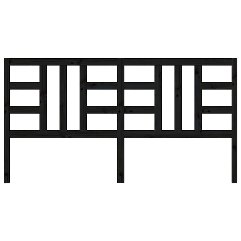 vidaXL Κεφαλάρι Κρεβατιού Μαύρο 186 x 4 x 100 εκ. Μασίφ Ξύλο Πεύκου