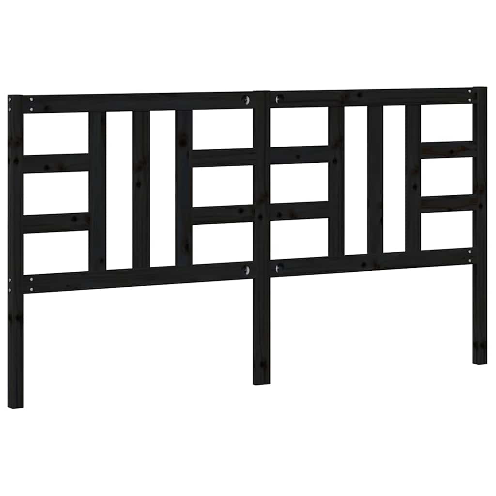 vidaXL Κεφαλάρι Κρεβατιού Μαύρο 186 x 4 x 100 εκ. Μασίφ Ξύλο Πεύκου