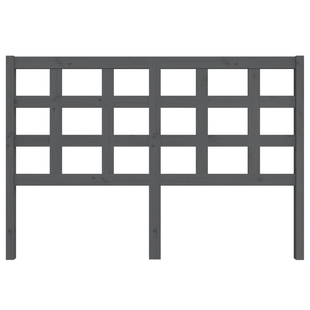 vidaXL Κεφαλάρι Κρεβατιού Γκρι 145,5x4x100 εκ. από Μασίφ Ξύλο Πεύκου