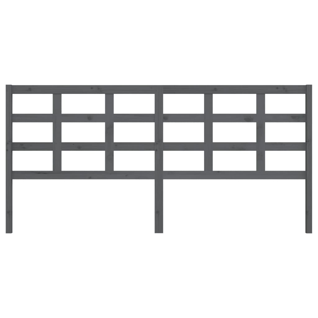 vidaXL Κεφαλάρι Κρεβατιού Γκρι 205,5x4x100 εκ. από Μασίφ Ξύλο Πεύκου