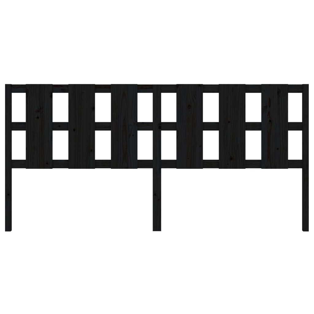 vidaXL Κεφαλάρι Κρεβατιού Μαύρο 205,5x4x100 εκ. Μασίφ Ξύλο Πεύκου