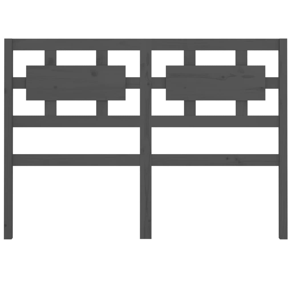 vidaXL Κεφαλάρι Κρεβατιού Γκρι 125,5 x 4 x 100 εκ. Μασίφ Ξύλο Πεύκου