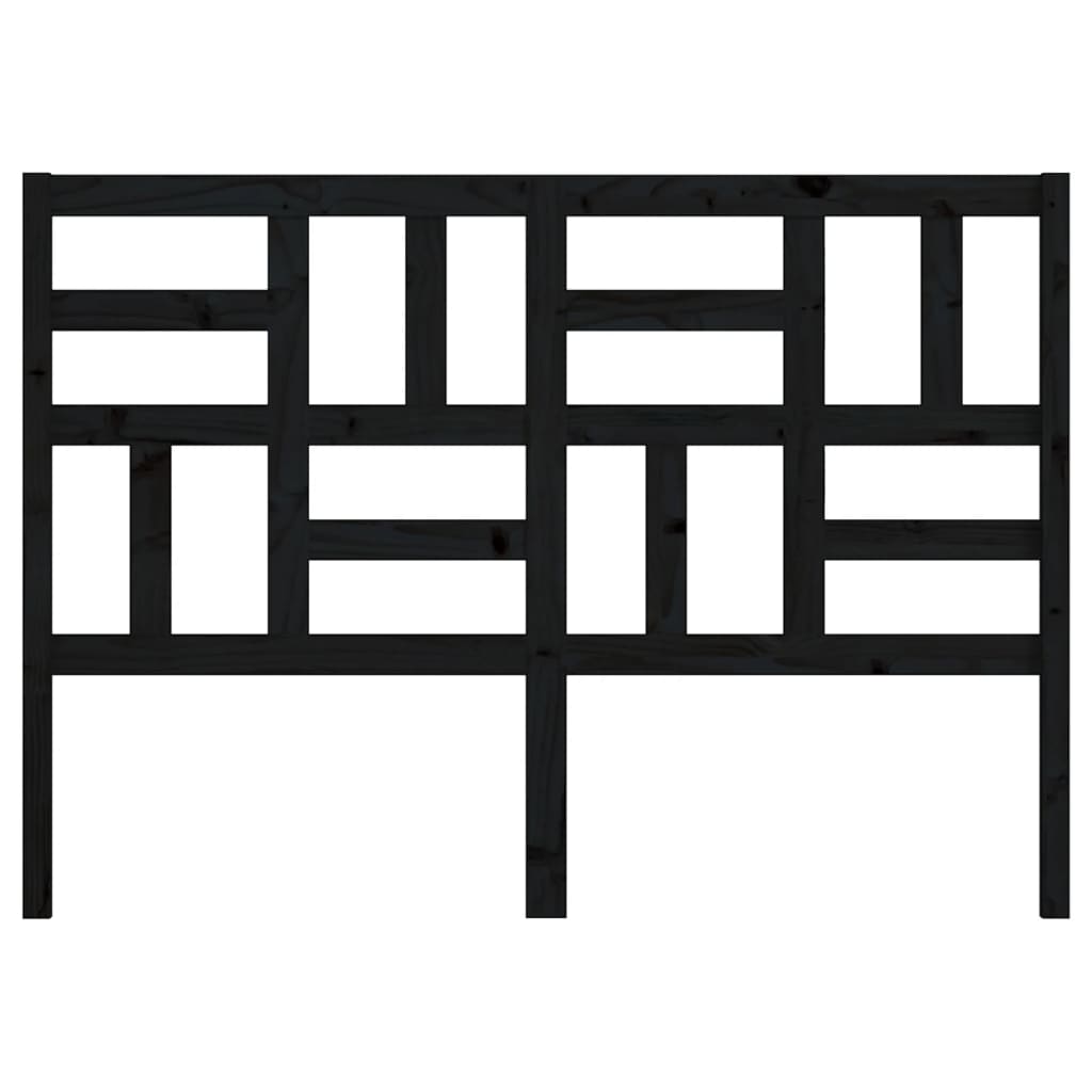 vidaXL Κεφαλάρι Κρεβατιού Μαύρο 126x4x104 εκ. Μασίφ Ξύλο Πεύκου