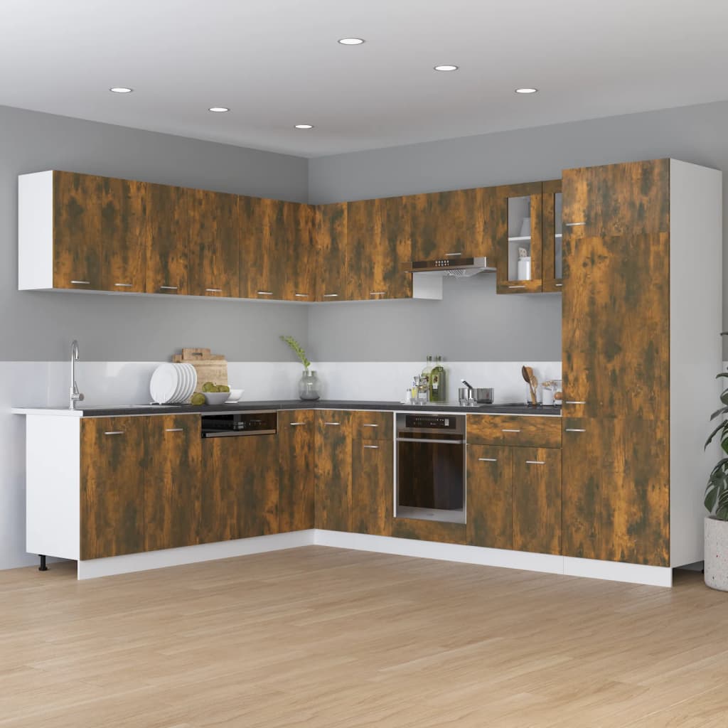vidaXL Ντουλάπι Ψυγείου "Lyon" Καπνιστή Δρυς 60x57x207 εκ. από Τεχνητό Ξύλο