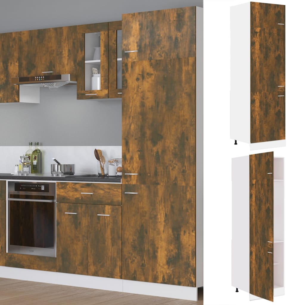 vidaXL Ντουλάπι Ψυγείου "Lyon" Καπνιστή Δρυς 60x57x207 εκ. από Τεχνητό Ξύλο