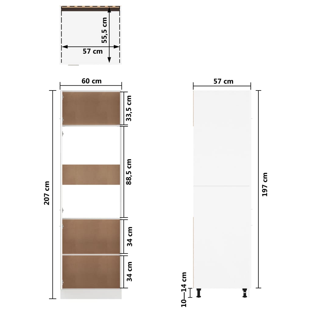 vidaXL Ντουλάπι Ψυγείου "Lyon" Γκρι Sonoma 60x57x207 εκ. από Τεχνητό Ξύλο