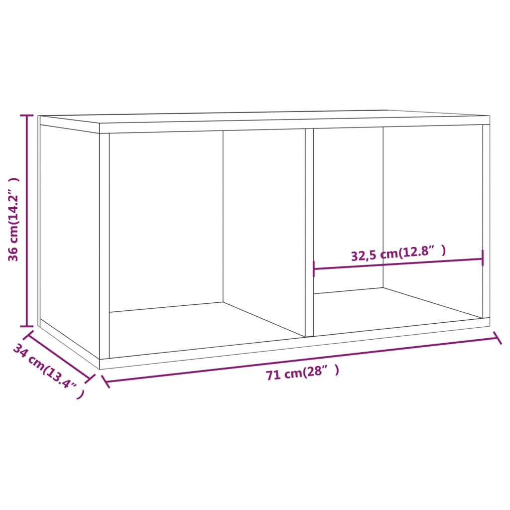 vidaXL Έπιπλο Δίσκων Βινυλίου Καπνιστή Δρυς 71x34x36 εκ. Επεξεργ. Ξύλο