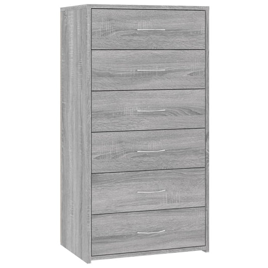 vidaXL Ντουλάπι με 6 Συρτάρια Γκρι Sonoma 50x34x96 εκ. Επεξεργ. Ξύλο