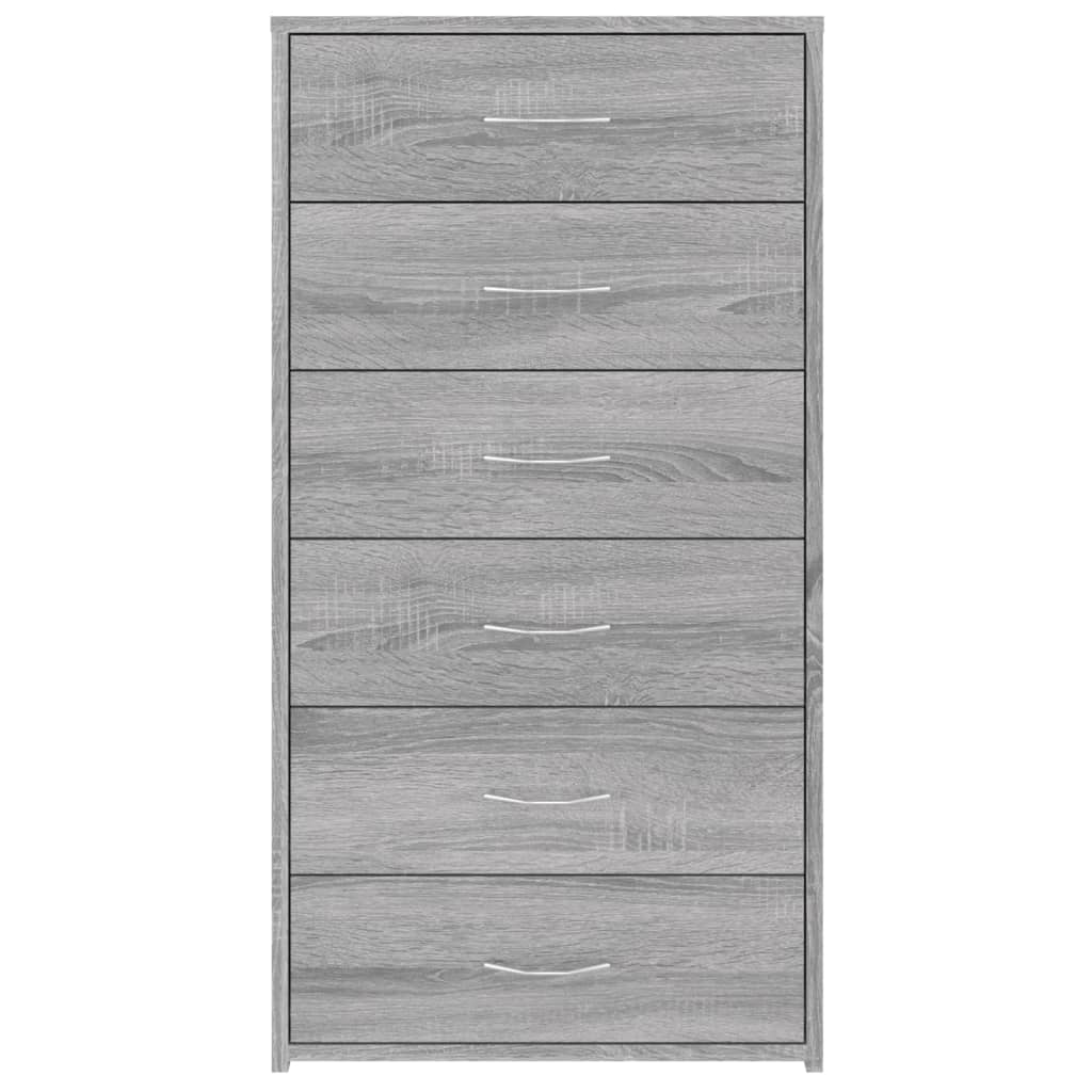 vidaXL Ντουλάπι με 6 Συρτάρια Γκρι Sonoma 50x34x96 εκ. Επεξεργ. Ξύλο