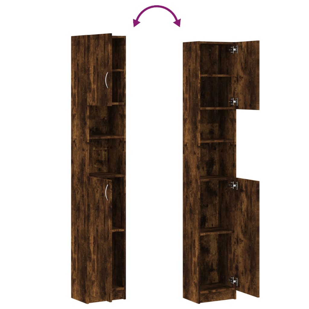 vidaXL Ντουλάπι Μπάνιου Καπνιστή Δρυς 32x25,5x190 εκ. Επεξεργ. Ξύλο